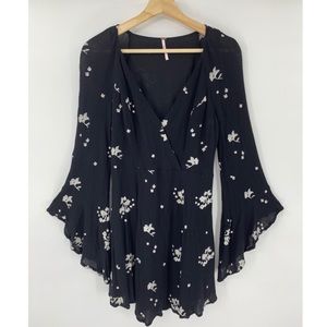 Free People Black Floral Dress XS